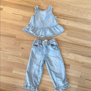 Zara Kids Blue Ruffle Denim Set